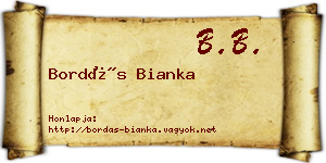 Bordás Bianka névjegykártya