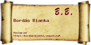 Bordás Bianka névjegykártya